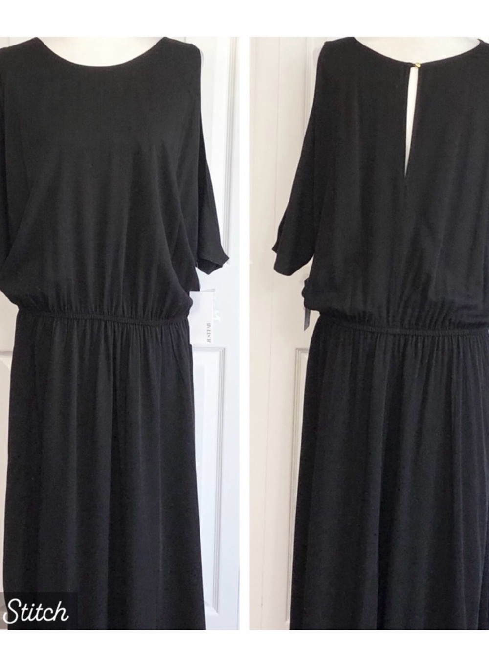 NWT JustFab Black Cold Shoulder Elastic Waist Shift Dress 3X
